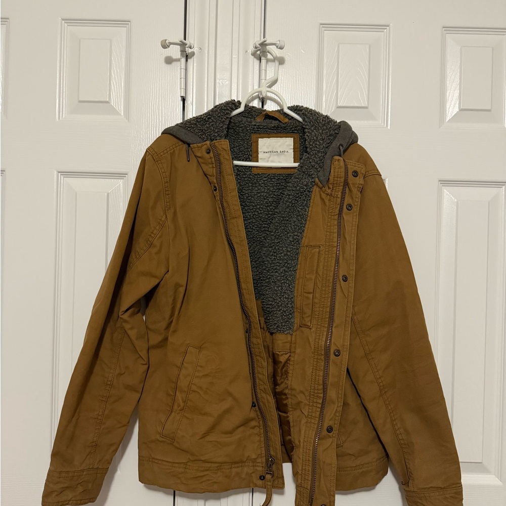 American Eagle Outfitters Brown Jacket with Gray Lining